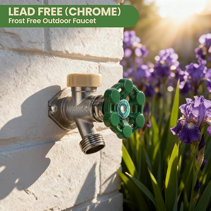 Watflow 12 Inch Anti-Siphon Frost Sillcock, ASME B16.34, Frost-Proof Outdoor Water Faucet, Wall Mount, 1/2" Push-to-Fit Connector to 3/4" GHT Hose Bib, 120 PSI, Outdoor/Frost-Proof Spigot