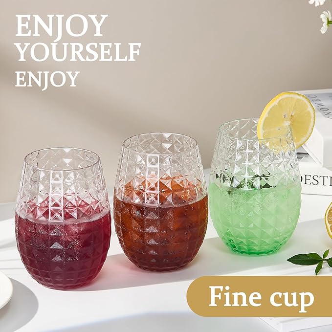 Lueumxc 20 Pack Plastic Wine Glasses, 16Oz Disposable Wine Glasses Unbreakable Clear Plastic Cocktail Glasses Recyclable Shatterproof Reusable Wine Cups