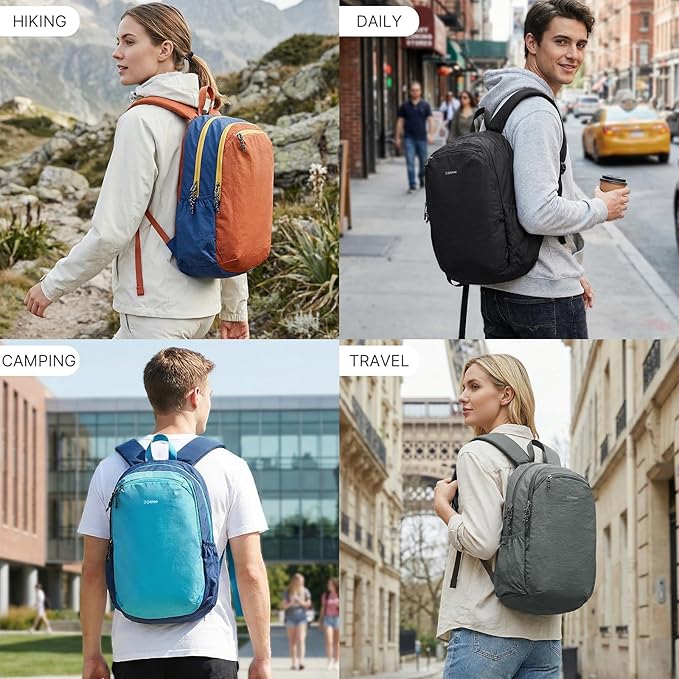 G4Free 15L Hiking Backpack Lightweight Small Travel Backpack Casual Daypack for Women Men Outdoor Campus, Black