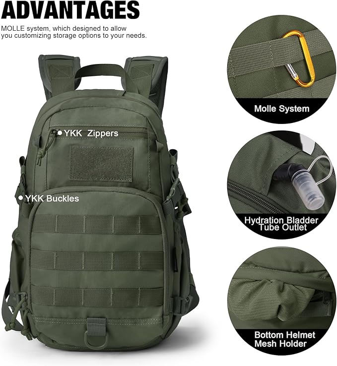 Mardingtop Small Tactical Backpack,Molle Hiking Backpack for Backpacking,Cycling and Biking,15L/25L Backpack