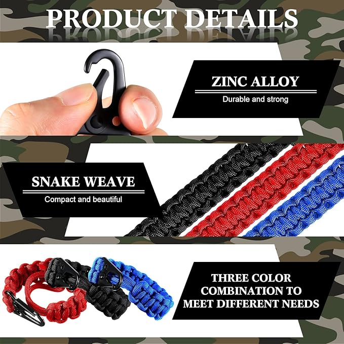 Shappy 3 Pcs Paracord Keychain Weave 550 Paracord 9 Inch Tactical Lanyard Wallet Accessories Camping Fishing Hunting Outdoor