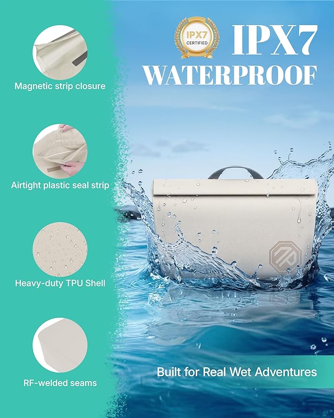 niphean IPX7 Waterproof Fanny Pack with Magnetic One-Hand Closure, Durable Waterproof Dry Bag, for Kayaking, Paddle Boarding, Beach Cruise Essentials, 2.5L Phone Pouch Dry Bags for Men Women, White