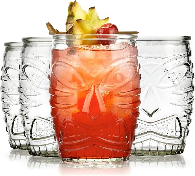 Libbey 4 Piece Modern Bar-Tiki Double Old Fashioned Glass Set, One Size, Clear
