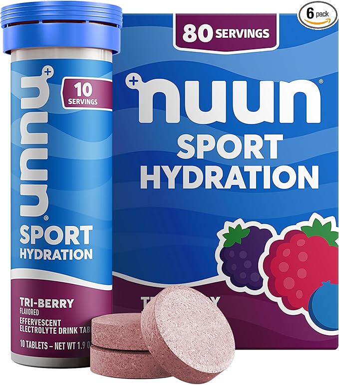 Nuun, Electrolyte Drink Tabs Tri Berry, 8 Count, 1.9 Ounce (Pack of 6)