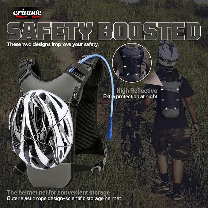 Criuage USA Original Patent Running Hydration Vest Backpack, Lightweight Chest Pack with 2.0L Water Bladder Bag Daypack for Hiking Running Cycling Race Marathon for Women Men