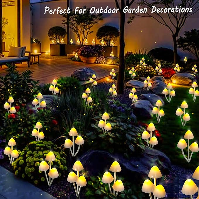 Solar Mushroom Lights for Outside, 6Pack 18 LED Mushrooms with 8 Lighting Modes, Unique Mushroom Garden Decor Gifts, Cute Mushroom Solar Lights Outdoor Garden for Path,Landscape,Yard,Patio,Lawn Decor