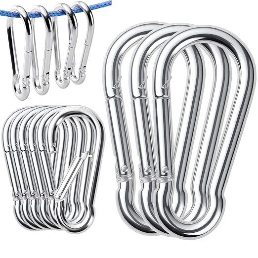 15Pack 5.5 Inch Spring Snap Hooks, Heavy Duty Carabiner Clips for Swing, 12MM 1/2” Quick Chain Link Buckle Clip Keychain Carabiners for Hammock Fitness Gym Boating-1000lbs Capacity