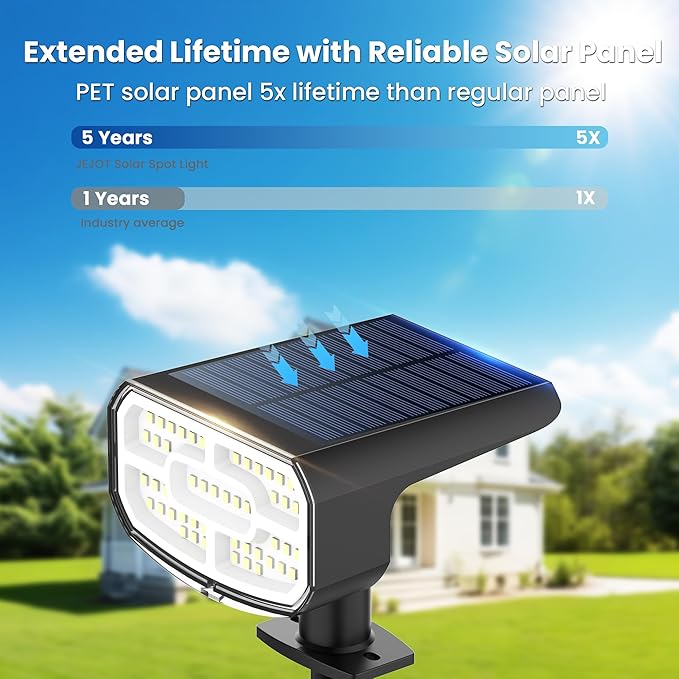 Solar Lights Outdoor Waterproof IP65, Super Bright LED,Cool Light 2 Lighting Modes Selectable, Solar Powered Yard Garden Solar Spot Lights for Outside Landscape Auto On/Off -8 Pack