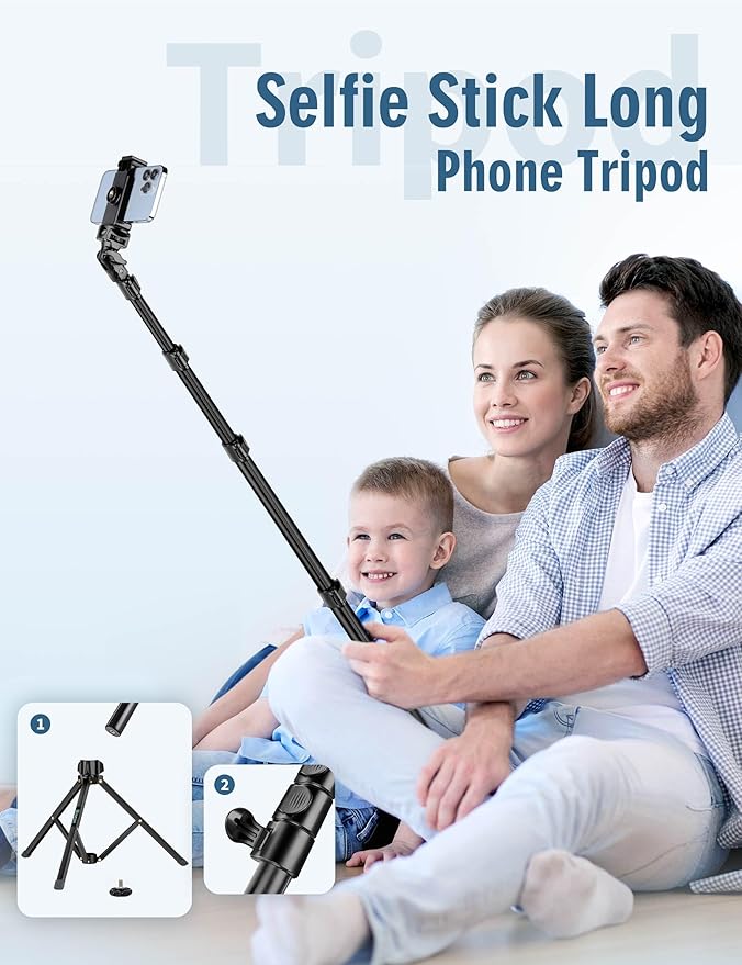 Nineigh Phone Tripod, 85" Tripod for Cell Phone iPhone with Gooseneck, Aluminum Tripods Stand for Video Recording Photo Vlog, Travel Cellphone Tripod with Remote Compatible with iPhone Android
