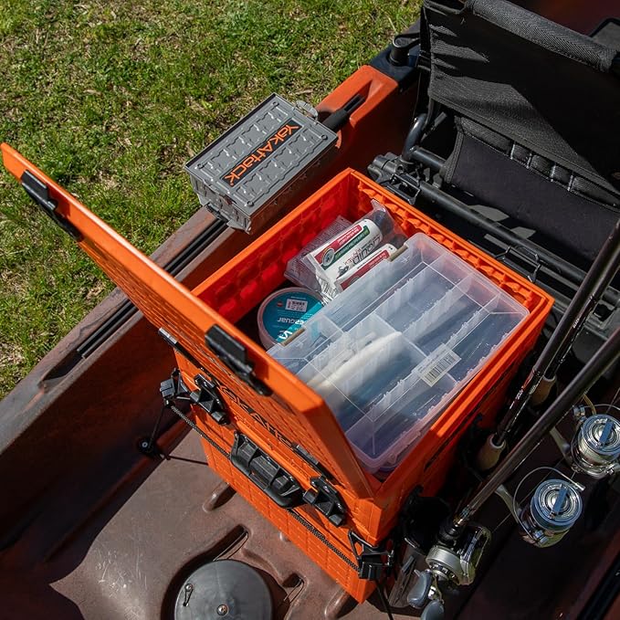 YakAttack ShortStak Upgrade Kit for BlackPak Pro | 13" x 13" – Orange | Stackable Kayak Crate Add-On with GridLoc Panels, Hinges & Latches | Not Standalone | Made in USA