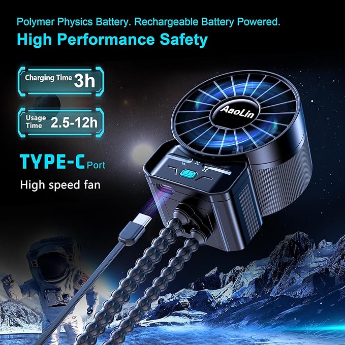 multifunctional USB rechargeable portable stroller small fan 4 speed 6600rpm high speed mini small handheld cooling fan extended flexible tripod for desktop wrap crib bike treadmill car kids gift