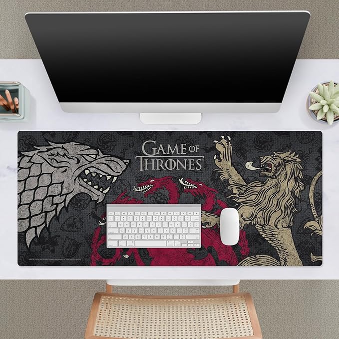 Head Case Designs Officially Licensed HBO Game of Thrones Stark, Targaryen, Lannister Graphic Art 37.4 x 15.75 x 0.16 inches (900 x 400 mm) - XL Gaming Office Desk PC Keyboard Mouse Mat Pad