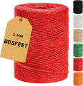 Vanhench 805ft Twine String, Red Colored Natural Jute Twine Cord Thin Rope, Arts & Crafts Gift Wrapping, Wrapping, Wedding Décor, Art Decoration Packing Material, Christmas Wrapping