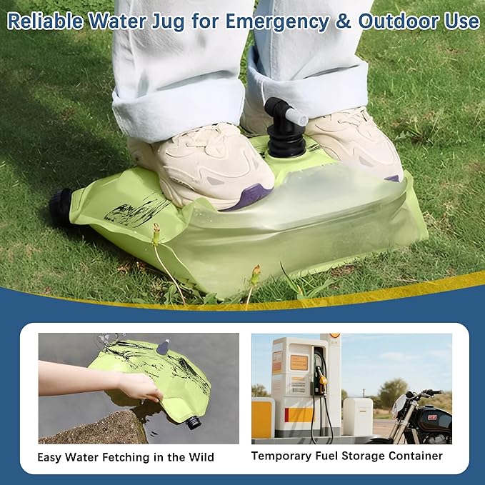 Water Jug Camping 2.1 Gallon Collapsible with Spigot, BPA Free Portable Water Pouch Foldable Water Bags for Outdoor Hiking, Travel and Emergency & Water Storage Containers (Green_Orange-2Pcs)