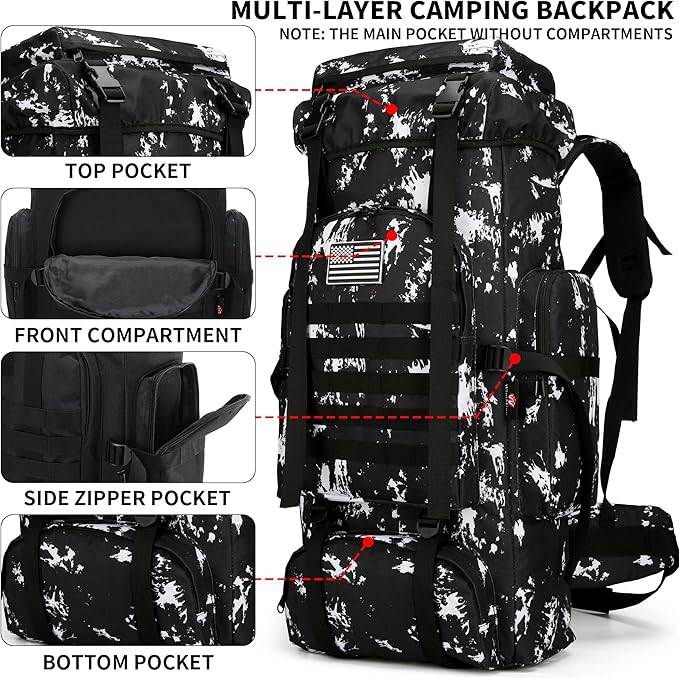 Hiking Backpack for Men 70L/100L Camping Backpack Military Rucksack Molle 3 Days Assault Pack for Climbing | Camping Backpack, 3 Days Assault Pack, for Climbing