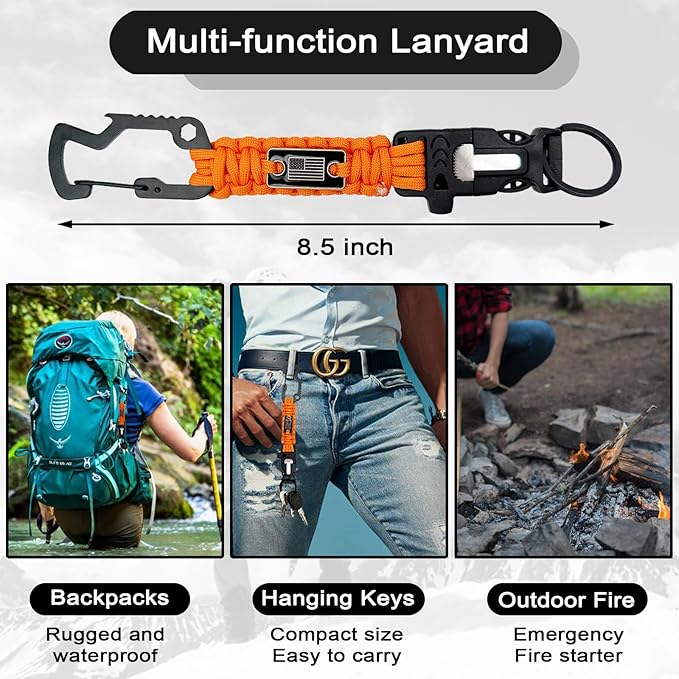 DDOUT Heavy Duty Paracord Lanyard 550 Paracord Braided Keychain for ID Badges, Camera, Whistle, Traveling, Outdoor Activities
