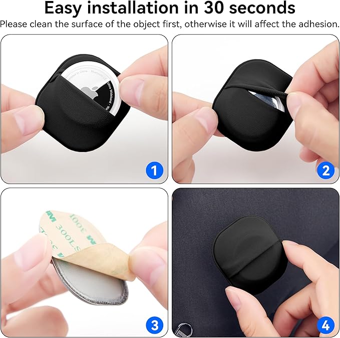 2 Pack for Airtag & Moto Tag Sticker Adhesive Mount, Case for Apple AirTags 1st & 2nd Generation Fabric Holder with 3M Adhesive Stick on Wallet/TV Remote/Car/Luggage/Bags/Drones, Lightweight