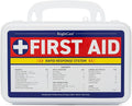 First Aid Kit - Wall Mount Back Option, 130 Pieces, Durable Hard Case with Carrying Handle - First Aid Kit for Office, Home, School, Car, Hiking, Camping – by BrightCare