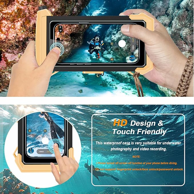 2026 Diving Snorkeling Phone Case for iPhone 17/16/15/14/13/12/11 Pro Max/XS/X Samsung Galaxy S26/S25/S24 Professional Scuba Dive Waterproof Underwater Photo Video Cover (5TH Gen, Yellow-)