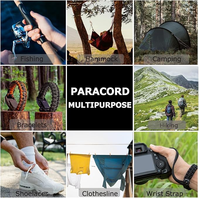 Paracord 240lb - Diameter 2mm Micro Utility Cord -3 Strand Parachute Spool Cord - 100ft 200ft,Paracord for Camping,Hiking,Fishing,Outdoor and DIY
