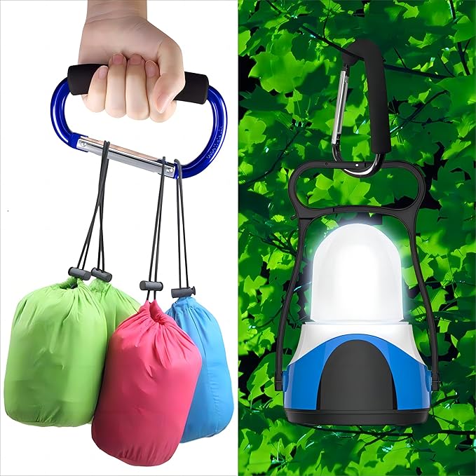 3PCS Stroller Hooks，5.2'' Large Carabiner Clip - Carabiner Large, Baby Stroller Hooks for Hanging Bags, Stroller Accessories(Purple)