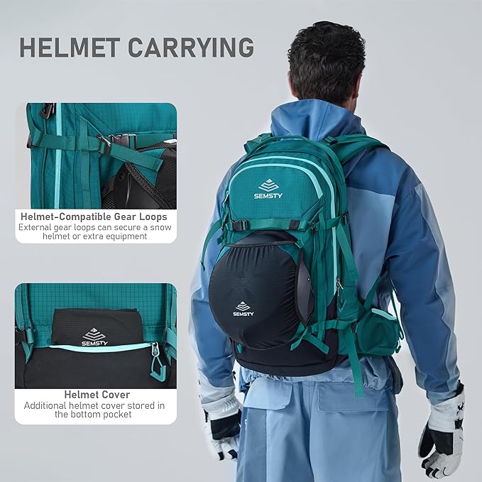 Ski and Snowboard Hydration Backpack, with 2L Water Reservoir and Insulated Harness, 30L Hydration Pack for Skiing, Hiking