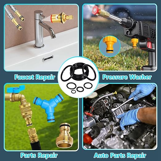 KEZE 780 PCS Rubber Washer Assortment Kit 14 Size Water Hose Washers and 18 Size Nitrile O Ring Washers Set for Outside Faucet Spigot Garden Hose Pressure Washer Plumbing Repair OD 5-33MM