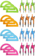 Mr. Pen- Geometry Compass and Protractor Set, 12 Sets, 6 Inch Compass, 6 Inch Protractor, Bulk Drawing Tool for School, Clear Plastic, Easy Grip, Precision Design for Math, Art, Drafting, Architecture