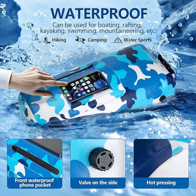 Smasrob 30L Waterproof Dry Bag with 20L Detachable Cooler, Dry Bag Cooler Backpack with Phone Pocket and Bottle Pouch, Suitable for Kayaking, Boating, Camping and Water Activities