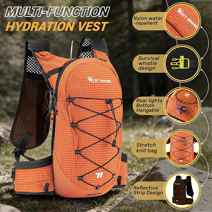 Lightweight Hydration Backpack with 2L Water Bladder Running Hydration Vest Backpack Specialized Hydration Pack for Cycling, Hiking, and Mountaineering
