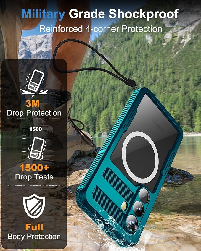 for Samsung Galaxy S26 Waterproof Case, [Fit for Magsafe] [IP68 Water Proof] [Built-in Screen Protector], Magnetic Heavy Duty Military Grade Rugged Phone Case for S 26 6.3", Teal