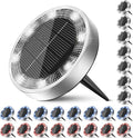 Peasur Solar Ground Lights Outdoor, 24 Pack Flat Solar Powered Disc Lights, IP68 Waterproof, Anti-Rust, Landscape Lighting for Pathway Garden Yard Lawn Walkway Landscape Driveway, Red+Blue+Cool White