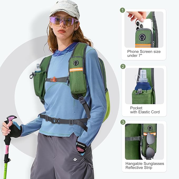 FIORETTO 20L Hiking Backpack for Women Men Mini Packable Backpack Lightweight Small Daypack for Camping Travel Outdoor, Green
