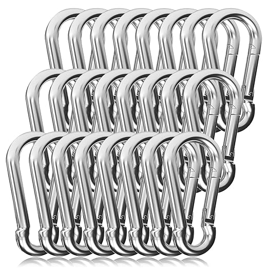 60PCS 3" Heavy Duty Spring Snap Hook, M8 5/16" Galvanized Steel Snap Hook Carabiner Quick Link Carabiner Clip, 500LBS Holding Capacity Quick Link Keychain for Swing Hammock Gym Outdoor
