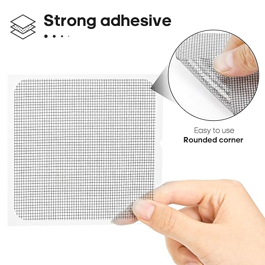 Secopad 28 Sheets Window Screen Patches Repair Kit, Black 3 Sizes Window Screen Repair Kit for Mesh Screen Door, Strong Adhesive Fiberglass Quick Screen Repair Tape