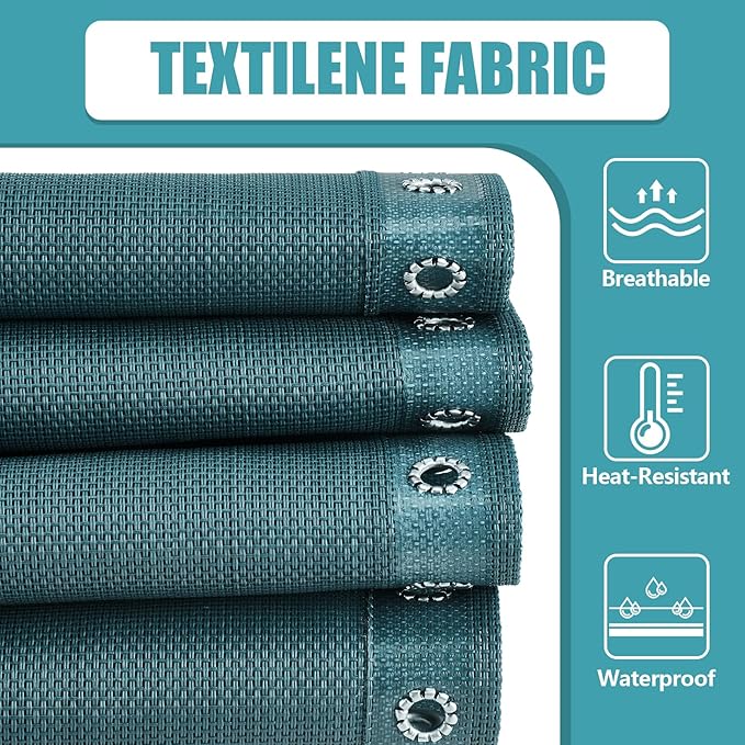 Queekay Chair Replacement Fabric with 4 Bungee Cord Lounge Chair Cloth Mesh Repair Kit for Patio Recliner Outdoor Lawn Pool(63 x 17 Inch,Forest Green)