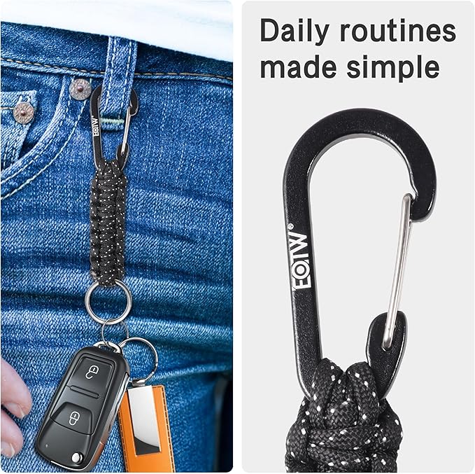 EOTW Paracord Keychain for Men Women Paracord Carabiner Backpack Keychain with Aluminum Clip for Camping Hiking Outdoor Gear