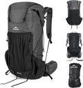 Naturehike 60L Rock 2.0 Upgraded Internal Frame Hiking Backpack for Outdoor Camping Travel Lightweight Backpacking with Rain Cover Ultralight Backpack for Adults(Black/L/60L)