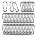 Small Carabiner Clip Hooks, 50pcs 1.57 inch Carabiners Heavy Duty, 304 Stainless Steel Spring Snap Hook Fits Camping Hiking, Metal Clips for Rope Chain Keys Rings