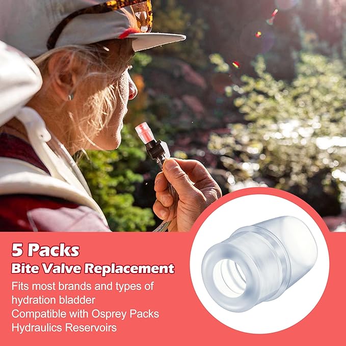 Enhon 5 Packs Bite Valve Replacement Sheath for Water Bladder, Compatible with Osprey Packs Hydraulics Reservoirs, Hydration Pack Bite Valve Silicone Nozzle Mouthpiece Replacement