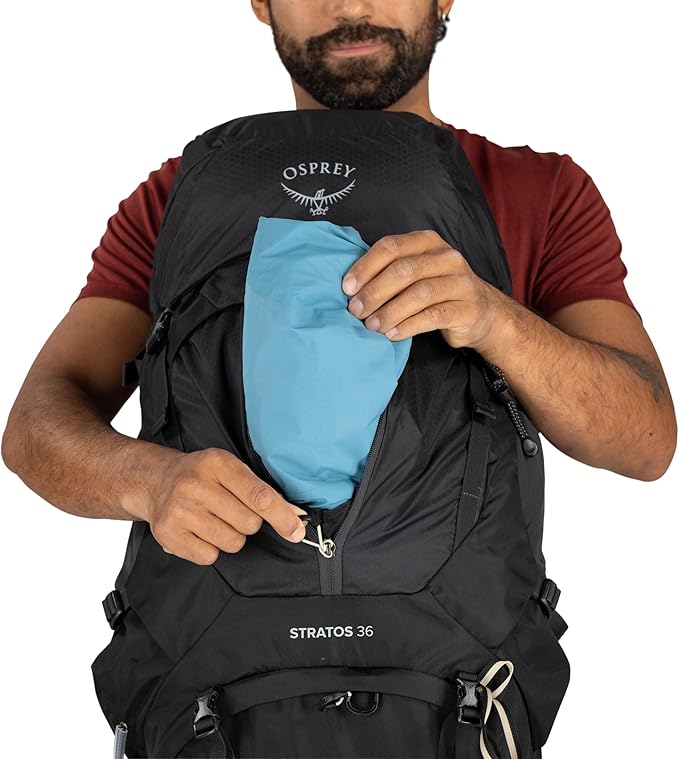 Osprey Stratos 36L Men's Hiking Backpack - Lightweight Backpacking Pack with Waterproof Raincover - Camping Bag, Nirvana Blue