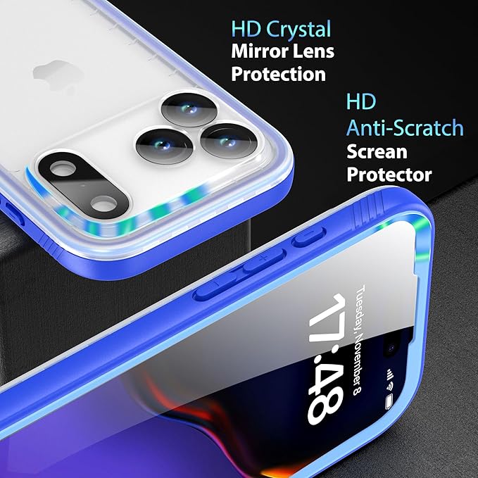 SPORTLINK for iPhone 17 Pro Case - IP68 Waterproof Military Protective Full Body Heavy Duty Shockproof 360 Sealed Dustproof with Camera Screen Protector Phone Cover for iPhone 17 Pro 6.3" Blue