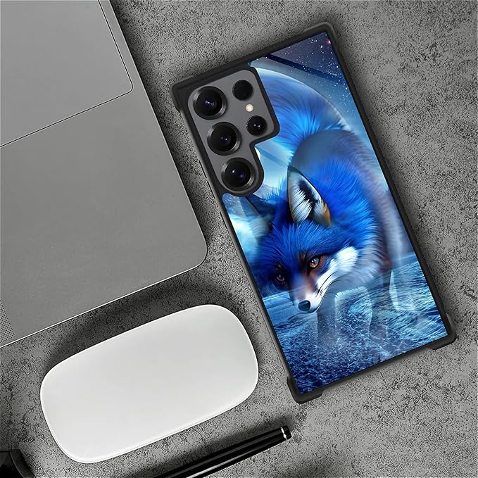 for Samsung Galaxy S25 Ultra Case,Graphic Design for Girl Boy Soft Silicone Hard Acrylic Shock Protection Designed for Samsung Galaxy S25 Ultra Snowy Mountain Fox Lake Pattern