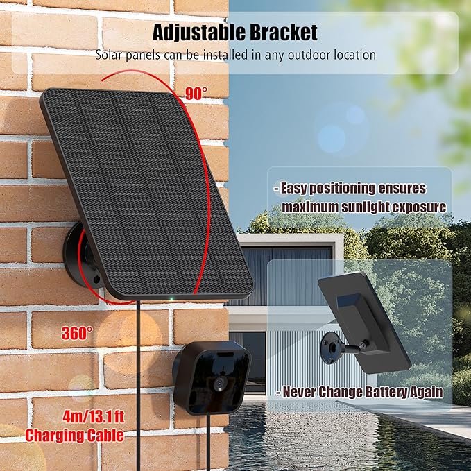 Rhorawill 4 Pack Solar Panel for Blink Outdoor 2K+/4(4th Gen)/Outdoor(3rd Gen) XT3 and XT2/XT Camera(Not Included)/Blink Outdoor Camera,Solar Panel with Mount 13.1ft Cable Rubber Plug