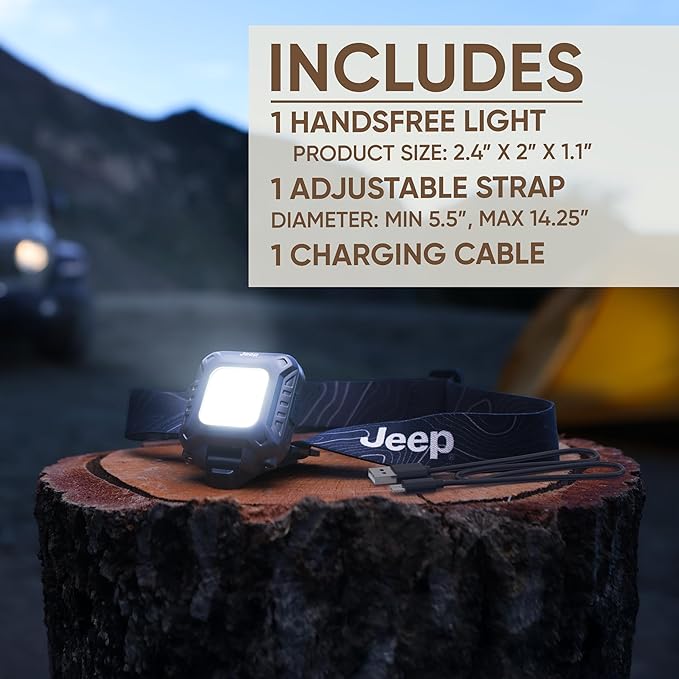 Energizer Jeep MP-450 Headlamp Rechargeable, Ultra Bright LED Rechargeable Head Lamp with White Red Green Light, Water-Resistant Headlight for Outdoor, Camping, Running, Hiking, Fishing