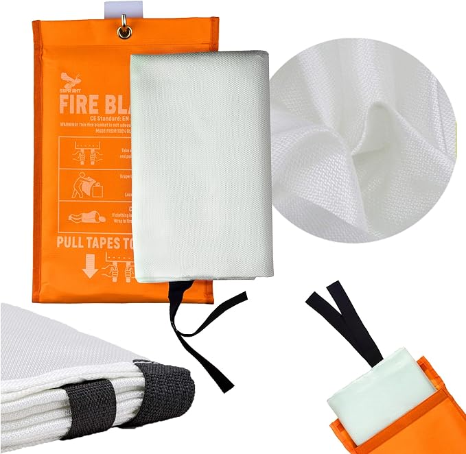 Fire Blanket - 1500F CE Certified Emergency Fire Blanket for Home and Kitchen. 500GSM Fabric & 0.5mm Thick - 100% Fiberglass Fire Extinguisher for Car,Warehouse Office - 2pc (40x40 inches) by Supa Ant