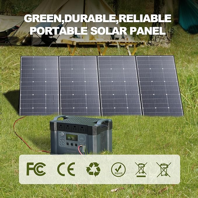 ALLPOWERS SP037 400 watt Solar Panel Foldable Portable Solar Charger with 25% High Efficiency Monocrystalline Cells, 400w Solar Panel IP67 Waterproof for RV Camping Motorhome Off-Grid Power Backup