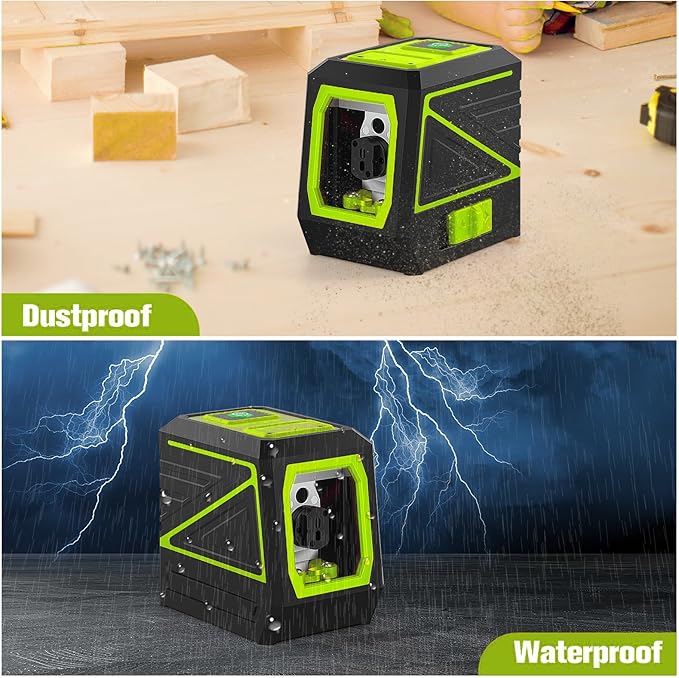 Laser Level with Tripod, 100 feet Green Cross Line Self Rotary Leveling Laser Level, Vertical and Horizontal Line, Rotatable 360 Degree, Manual Self leveling and Pulse Mode,IP54 Waterproof & Battery