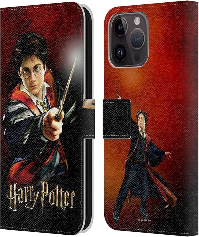 Head Case Designs Officially Licensed Harry Potter Harry Portrait Prisoner of Azkaban II Leather Wallet Case Compatible with Apple iPhone 15 Pro Max