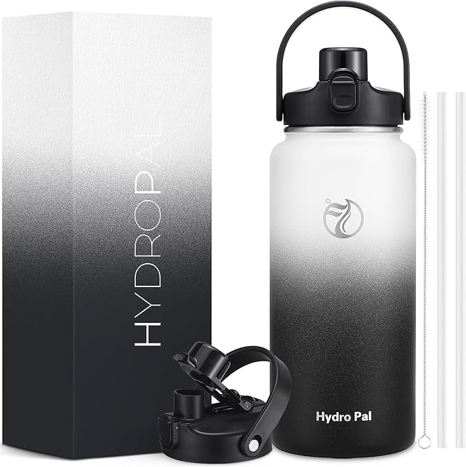 64oz Half Gallon Insulated Water Bottle with 2-in-1 Lid (Chug & Straw), Double Walled Vacuum Stainless Steel Water Bottles, Wide Mouth Leakproof Insulated Jug with Straw